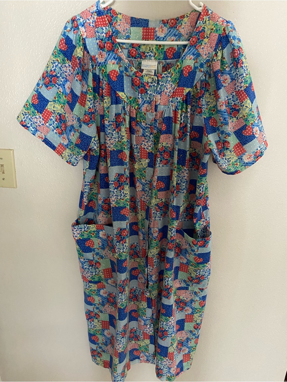 Vintage Simply Basic Patchwork Floral Print Housedress Grannycore L